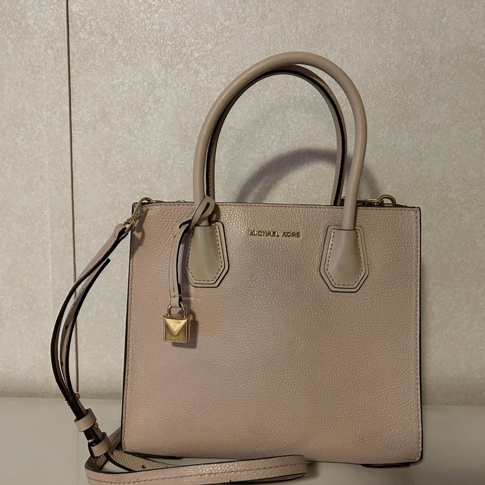 MICHAEL KORS Beige / Nude Leather Satchel Crossbody Handbag